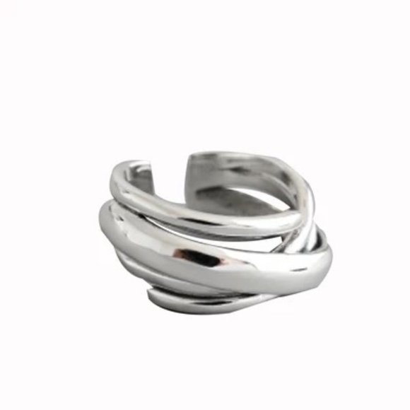 Jewelry - 14k Gold Intertwined Ring Band Sterling Silver